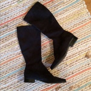 Faux suede fabric mid-calf boots